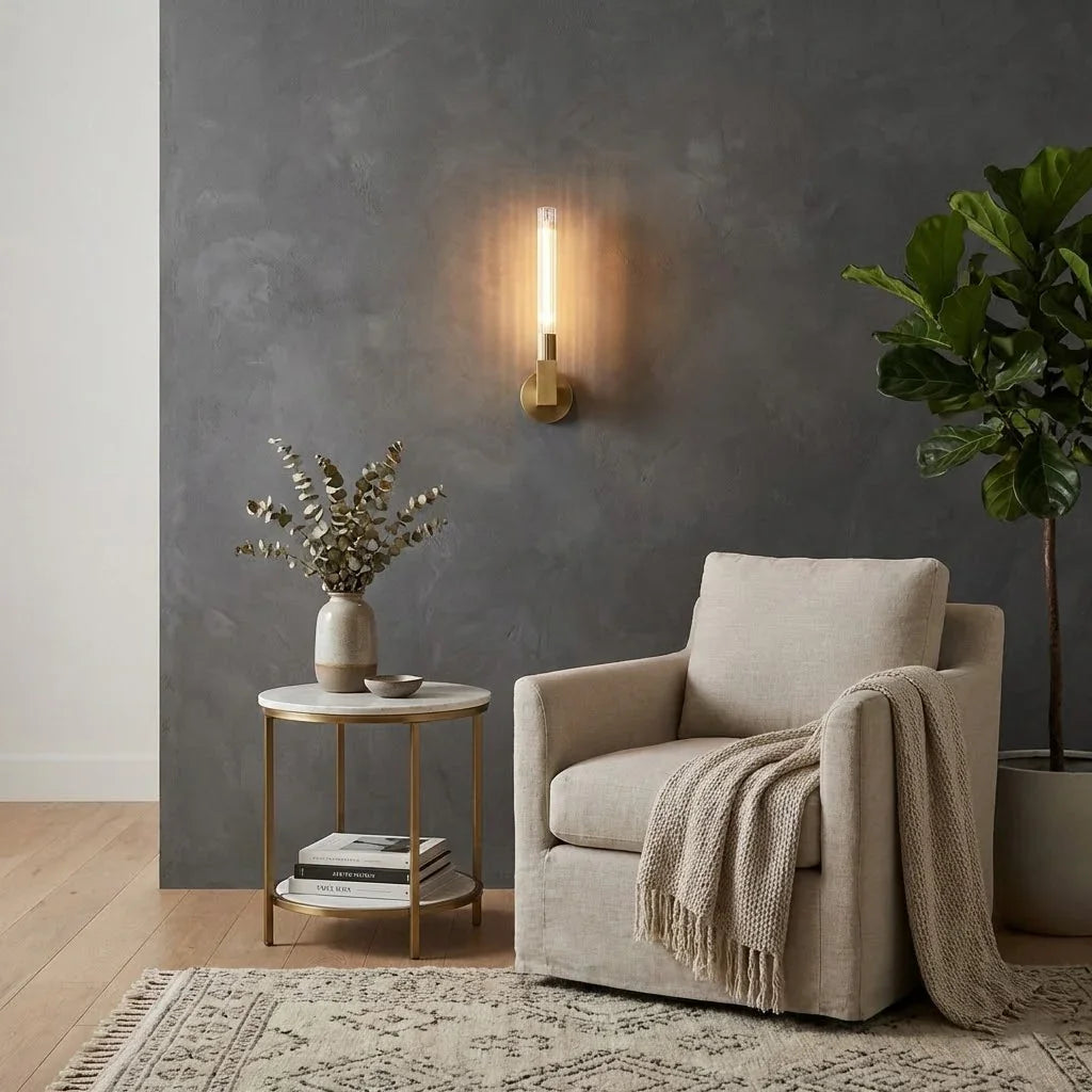Modern Linear Brass & Glass Wall Light | wildoxy