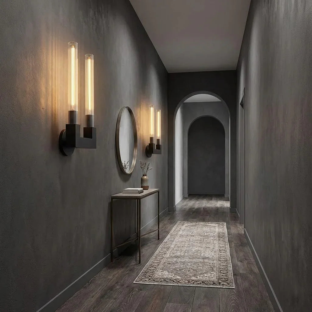 Modern Linear Brass & Glass Wall Light | wildoxy