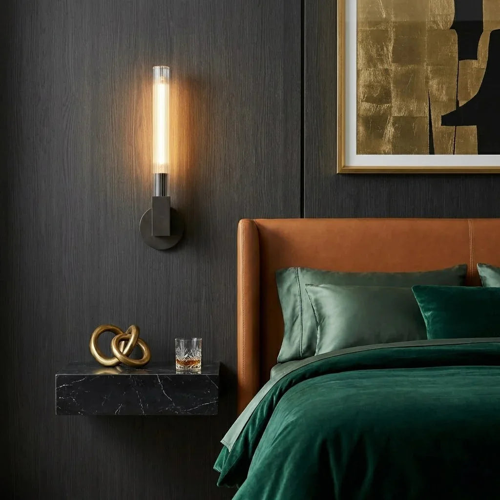 Modern Linear Brass & Glass Wall Light | wildoxy