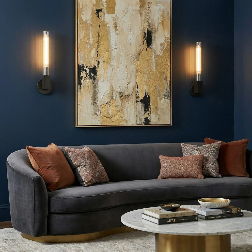 Modern Linear Brass & Glass Wall Light | wildoxy