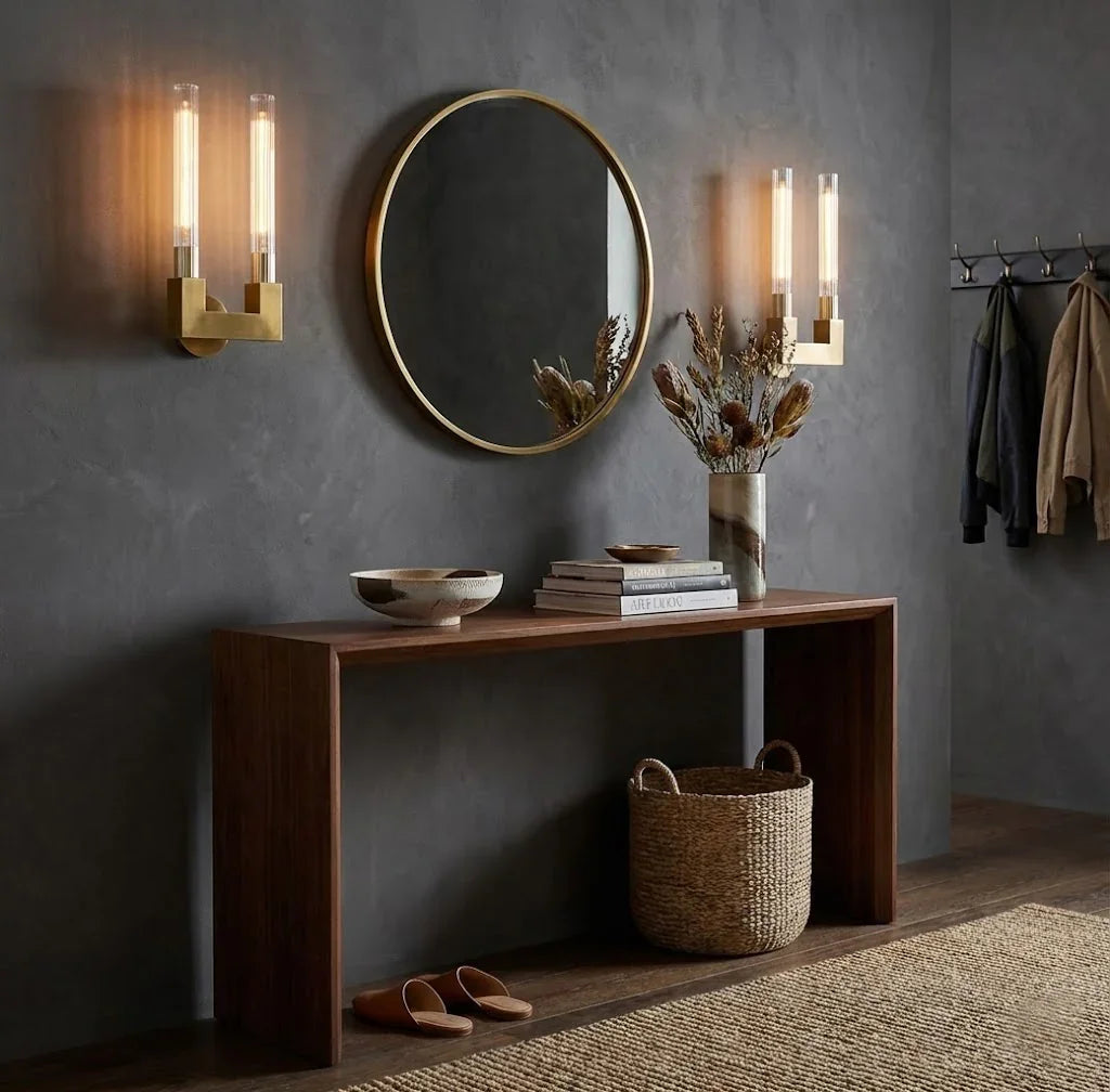 Modern Linear Brass & Glass Wall Light | wildoxy