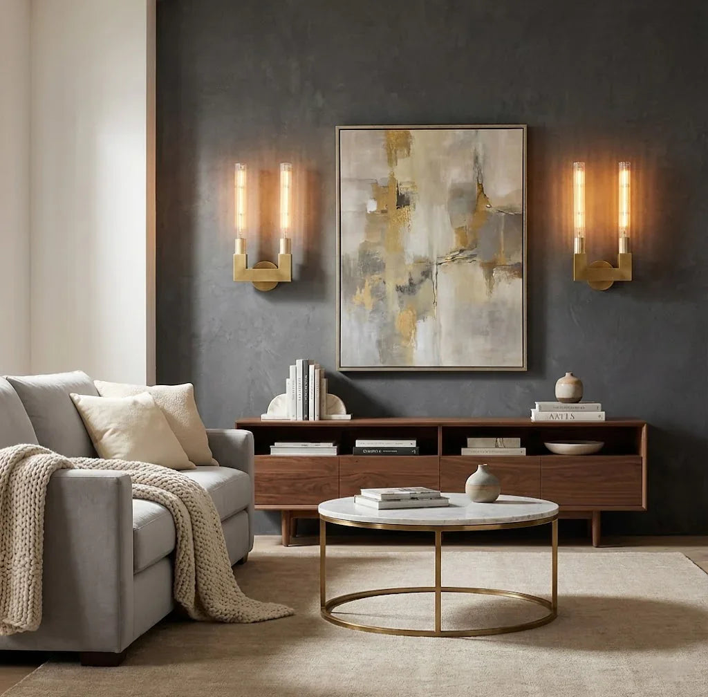 Modern Linear Brass & Glass Wall Light | wildoxy