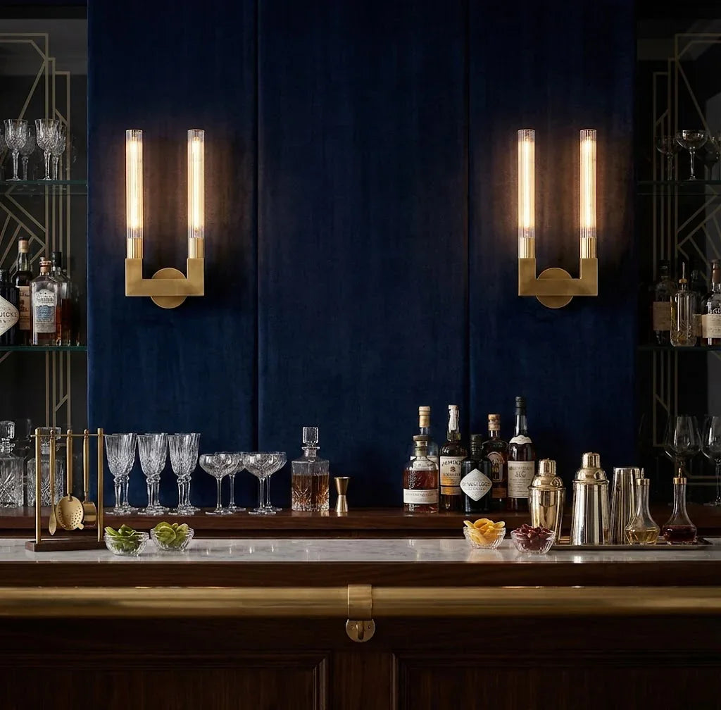 Modern Linear Brass & Glass Wall Light | wildoxy