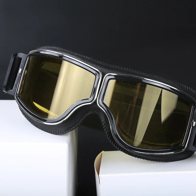 Retro-motorbril, uv-bescherming, zwart kaki