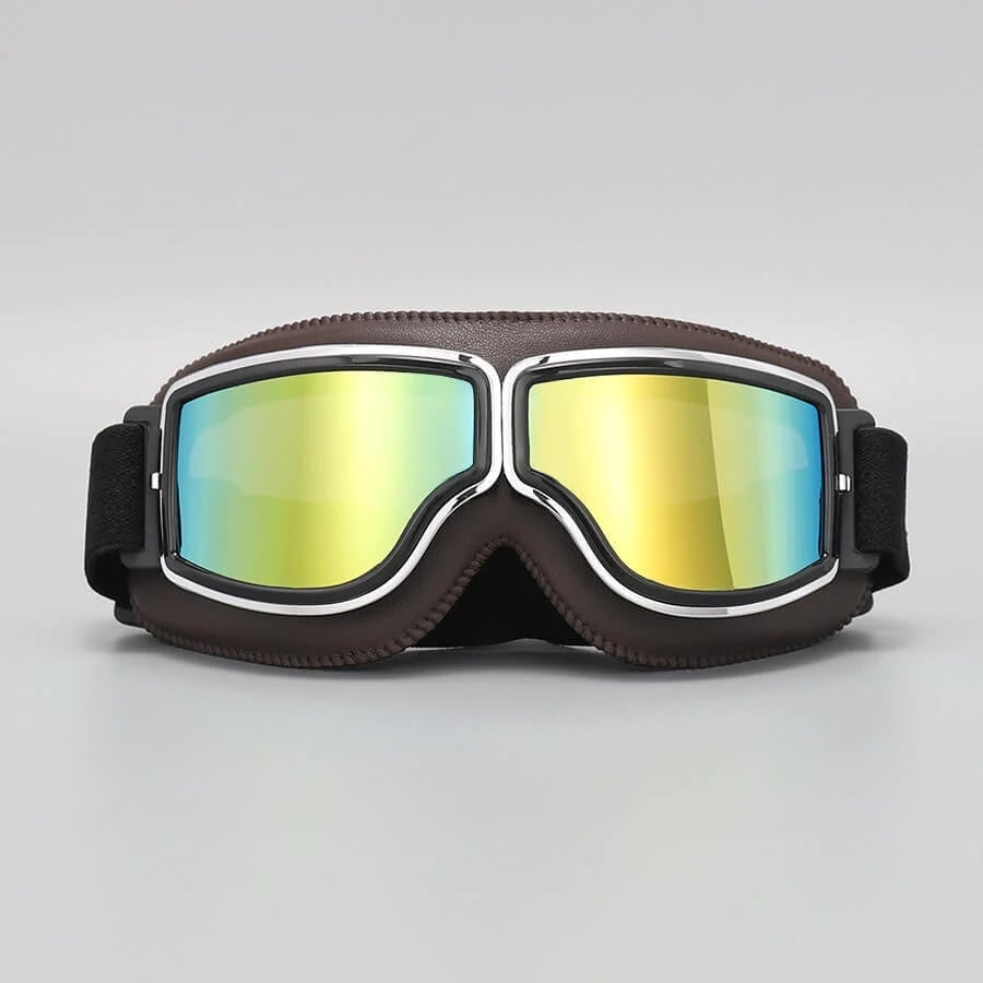 Retro-motorbril, uv-bescherming, zwart kaki