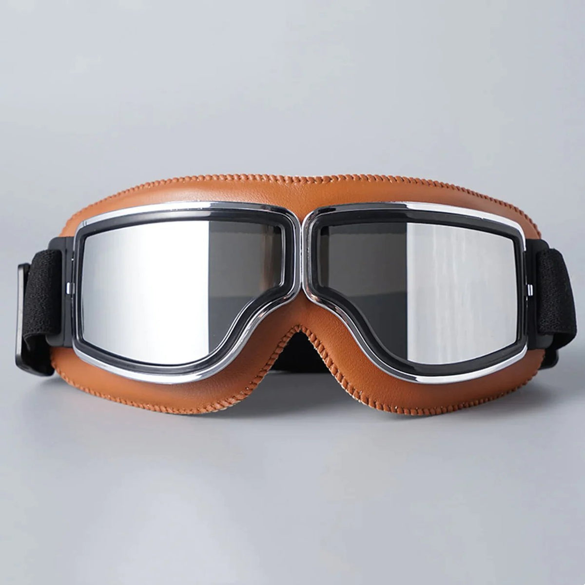 Retro-motorbril, uv-bescherming, zwart kaki