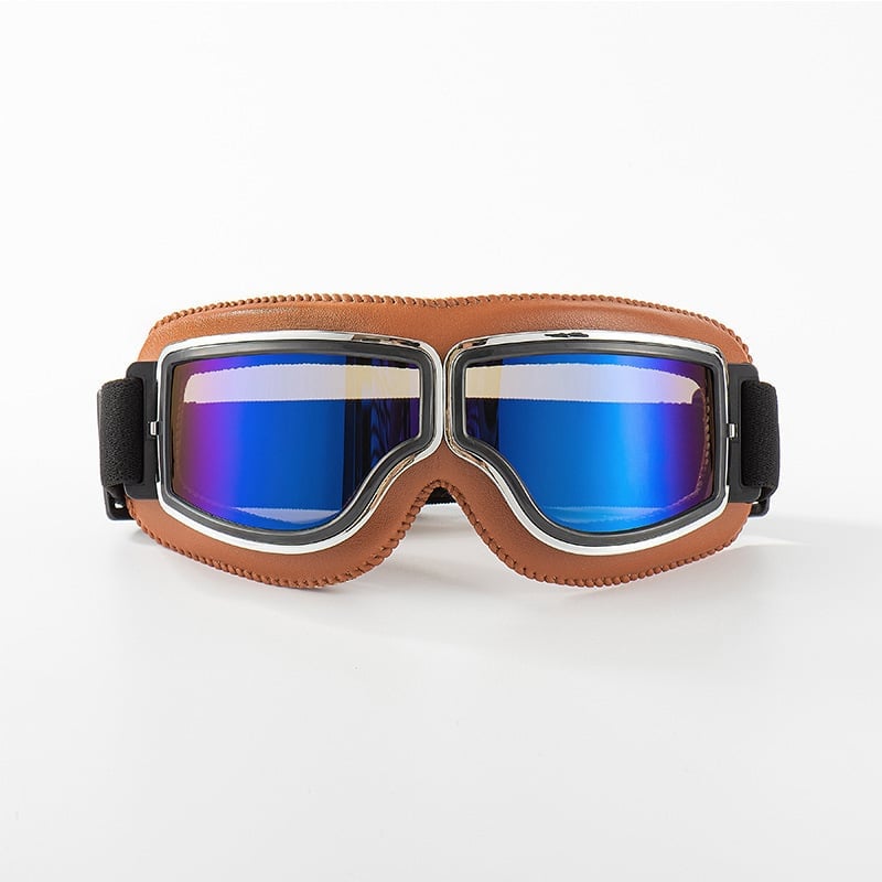 Retro-motorbril, uv-bescherming, zwart kaki