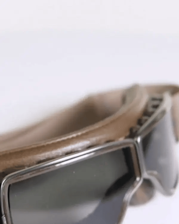Retro-motorbril, uv-bescherming, zwart kaki