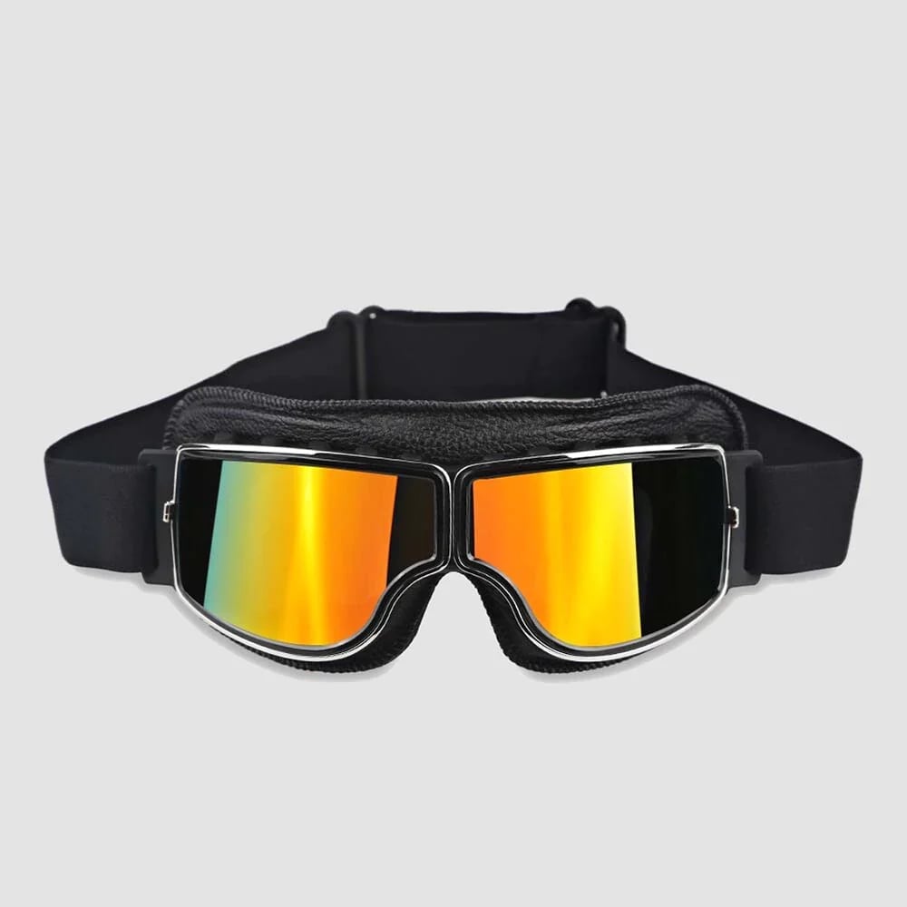 Retro-motorbril, uv-bescherming, zwart kaki