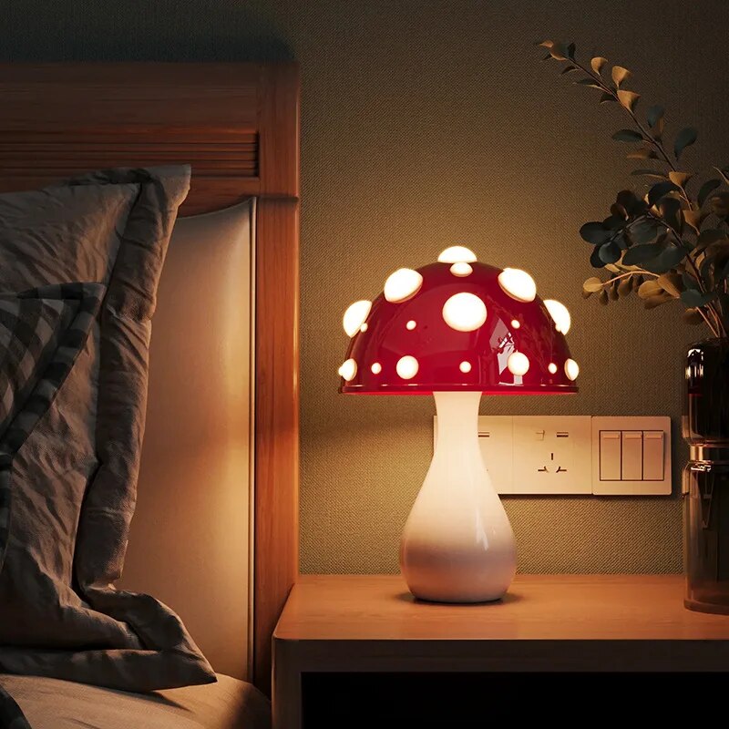 Mushroom Shaped LED Table Lamp — Wireless & Wired Power Options