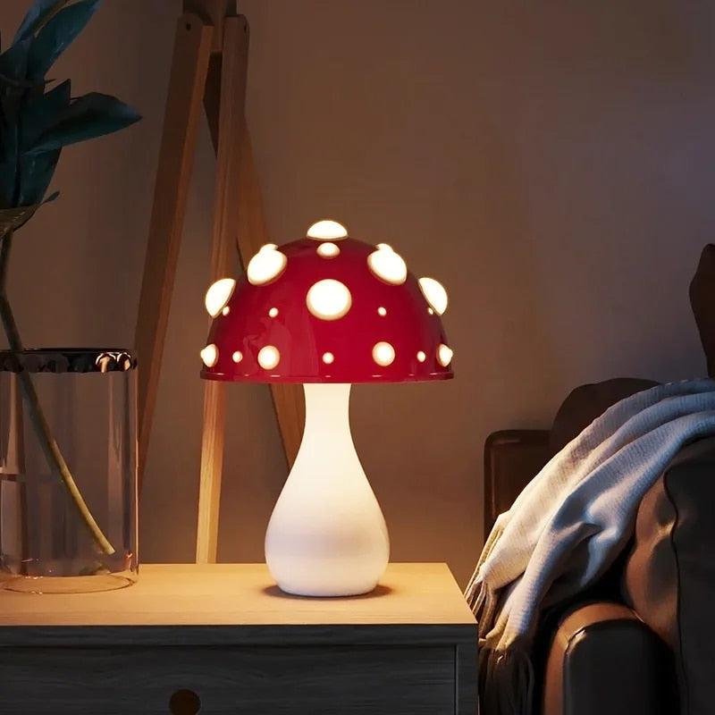 Mushroom Shaped LED Table Lamp — Wireless & Wired Power Options