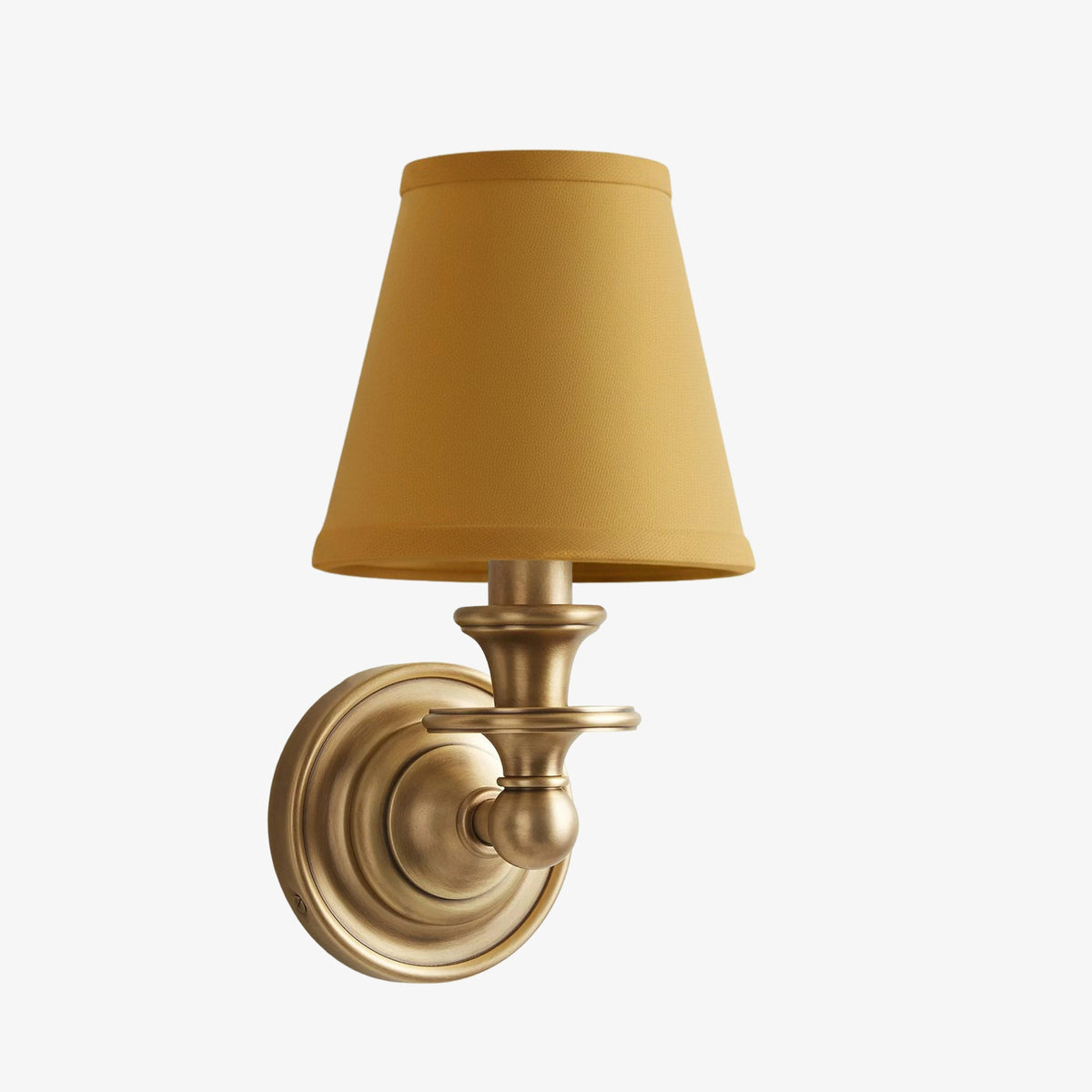 Vägglampa i smidesjärn — tygskärm, svanhalsarm