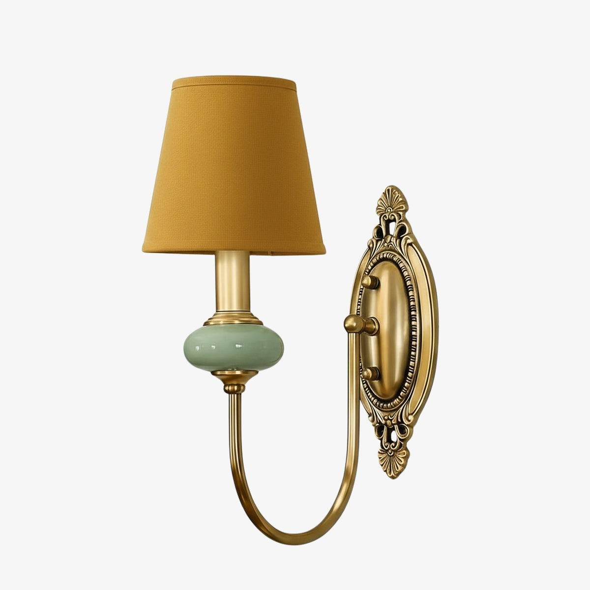 Keramische wandlamp met stoffen kap, 1 of 2 E27-lampen