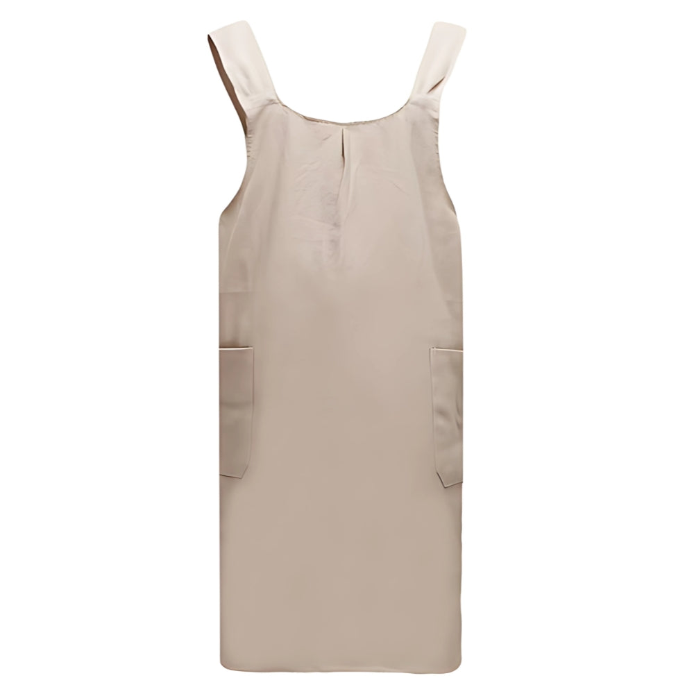 Korealaisvaikutteinen pellava-puuvillaesiliina — ristikkäiset selkäsiteet, taskut