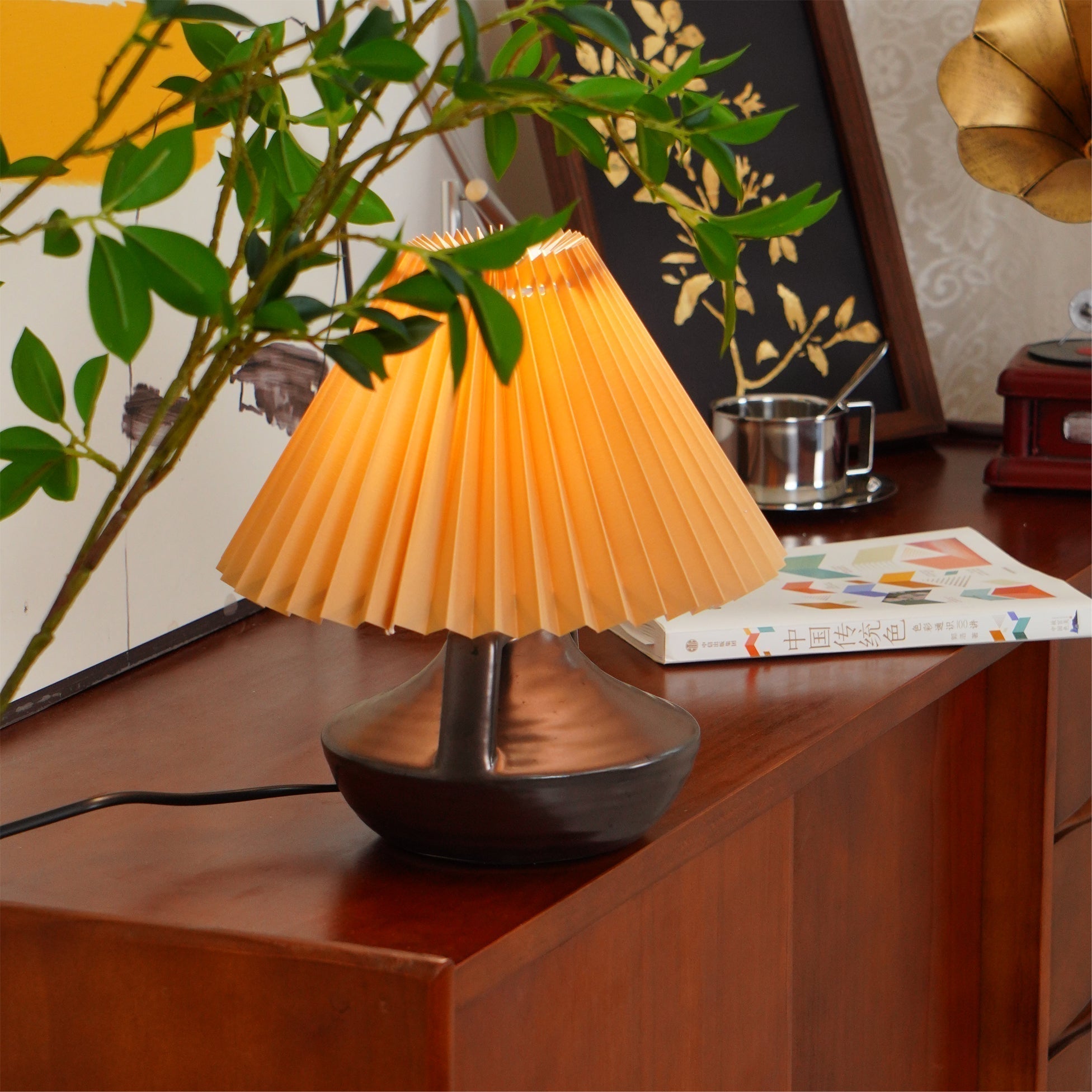 LumaNora Table Lamp — Pleated Shade, Warm Glow