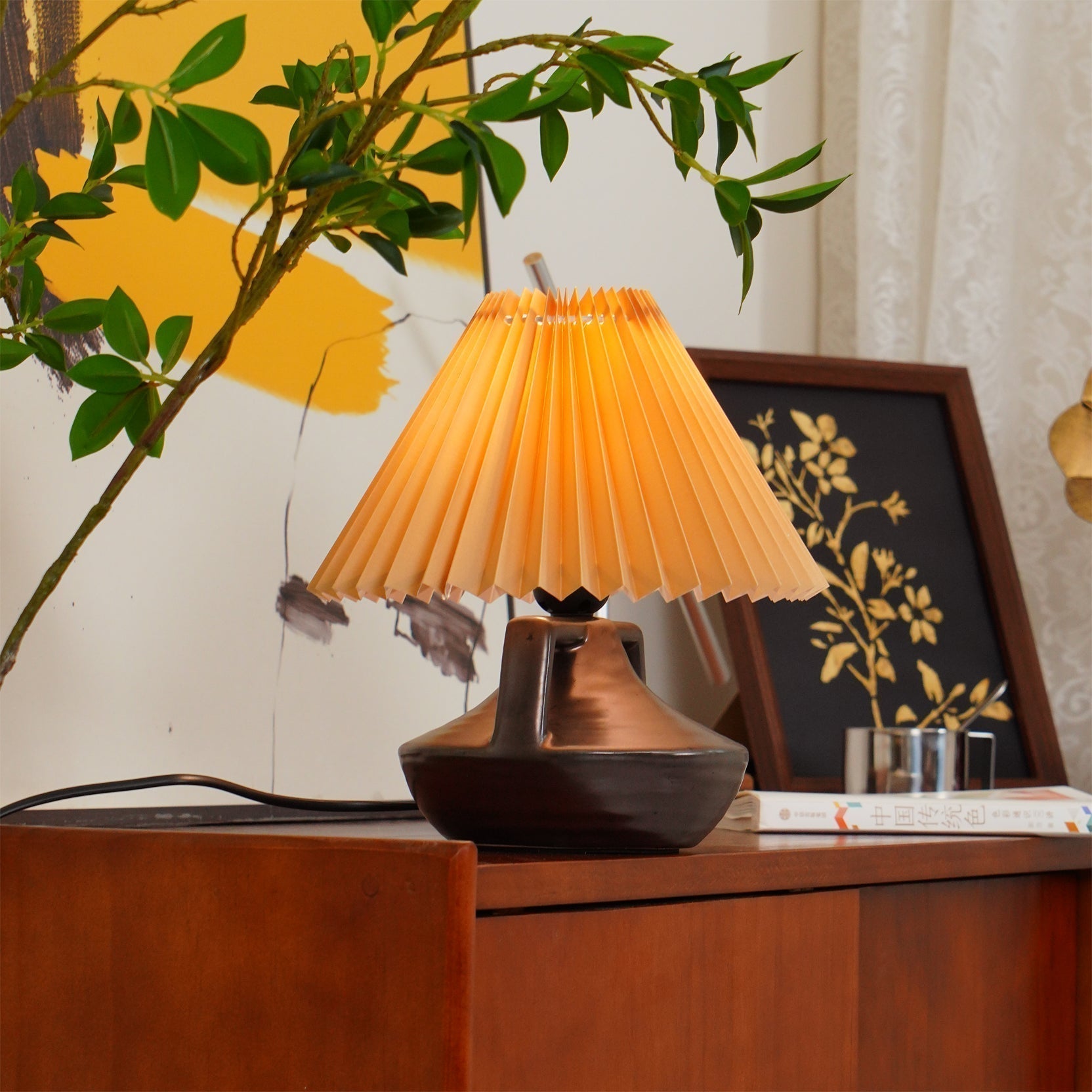 LumaNora Table Lamp — Pleated Shade, Warm Glow