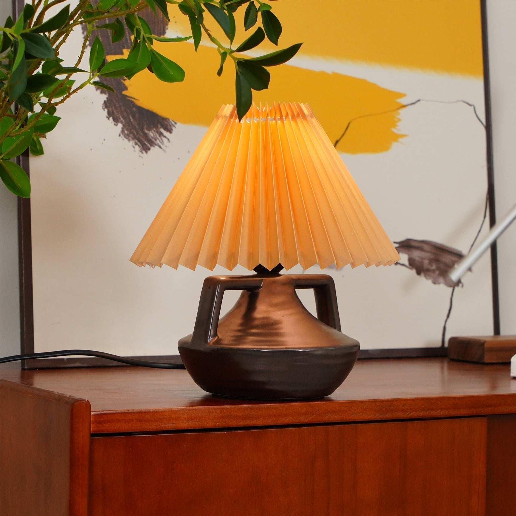 LumaNora Table Lamp — Pleated Shade, Warm Glow