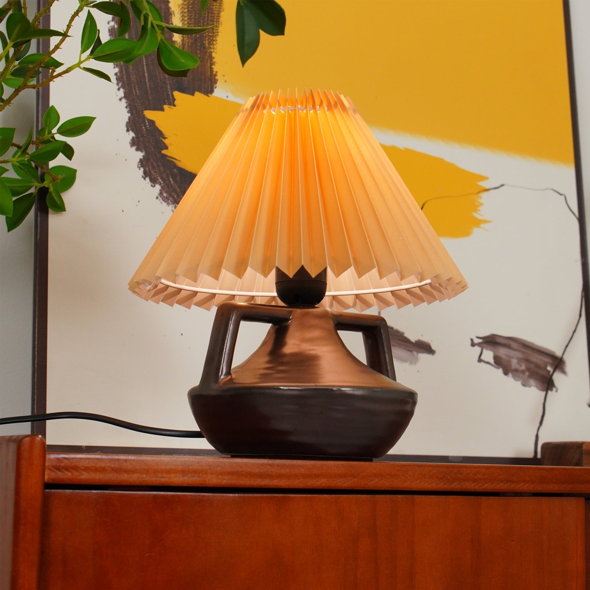 LumaNora Table Lamp — Pleated Shade, Warm Glow