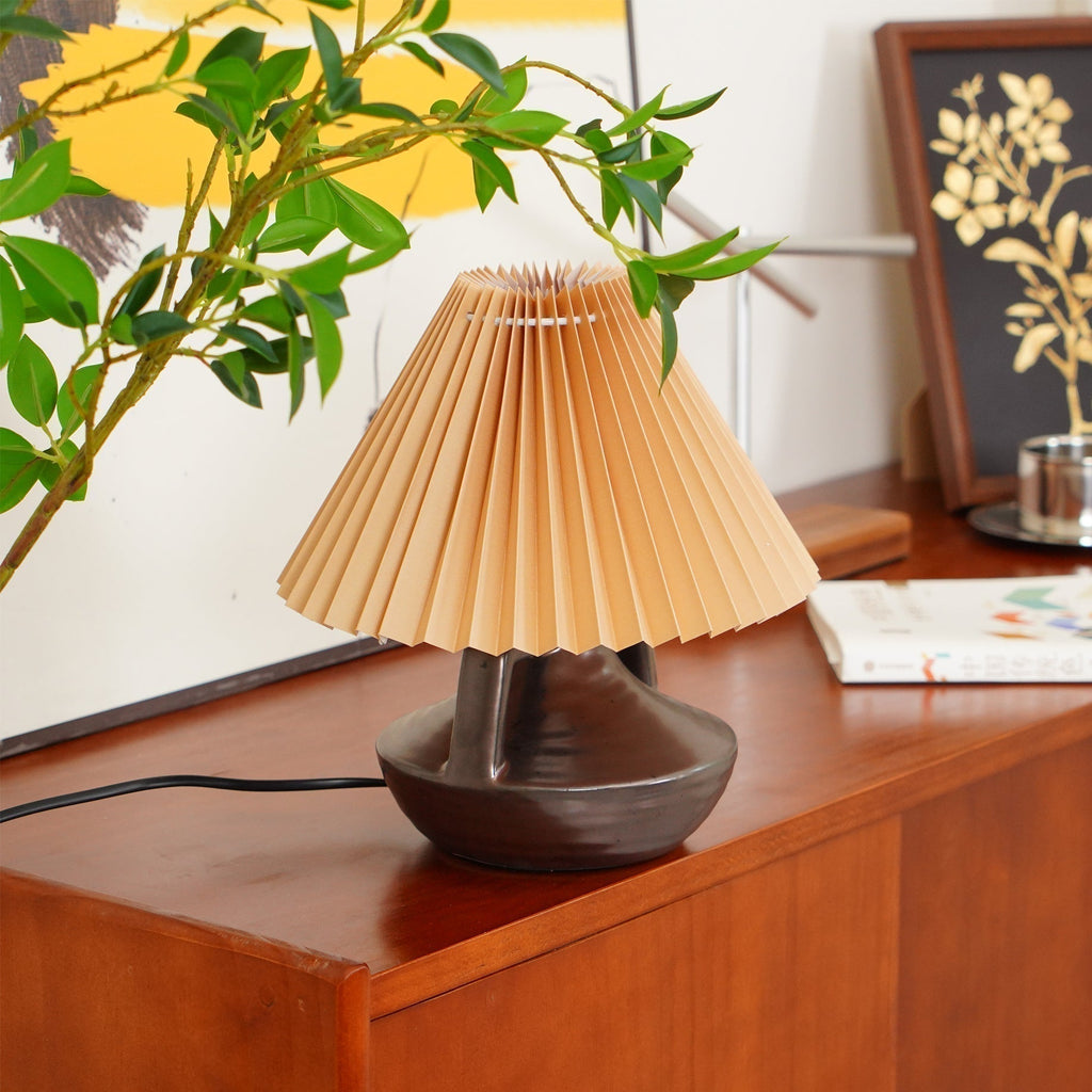 LumaNora Table Lamp — Pleated Shade, Warm Glow