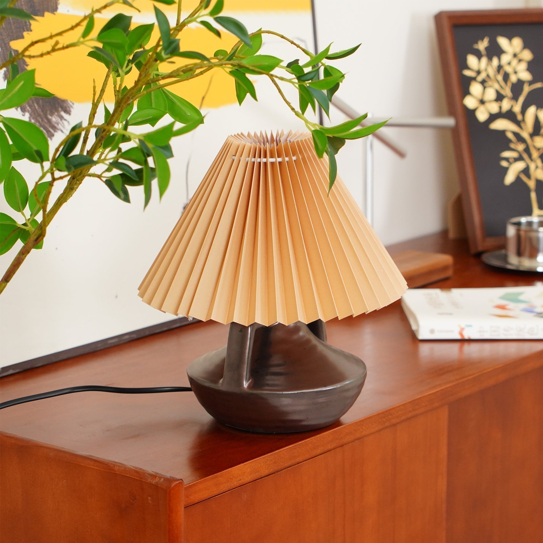 LumaNora Table Lamp — Pleated Shade, Warm Glow