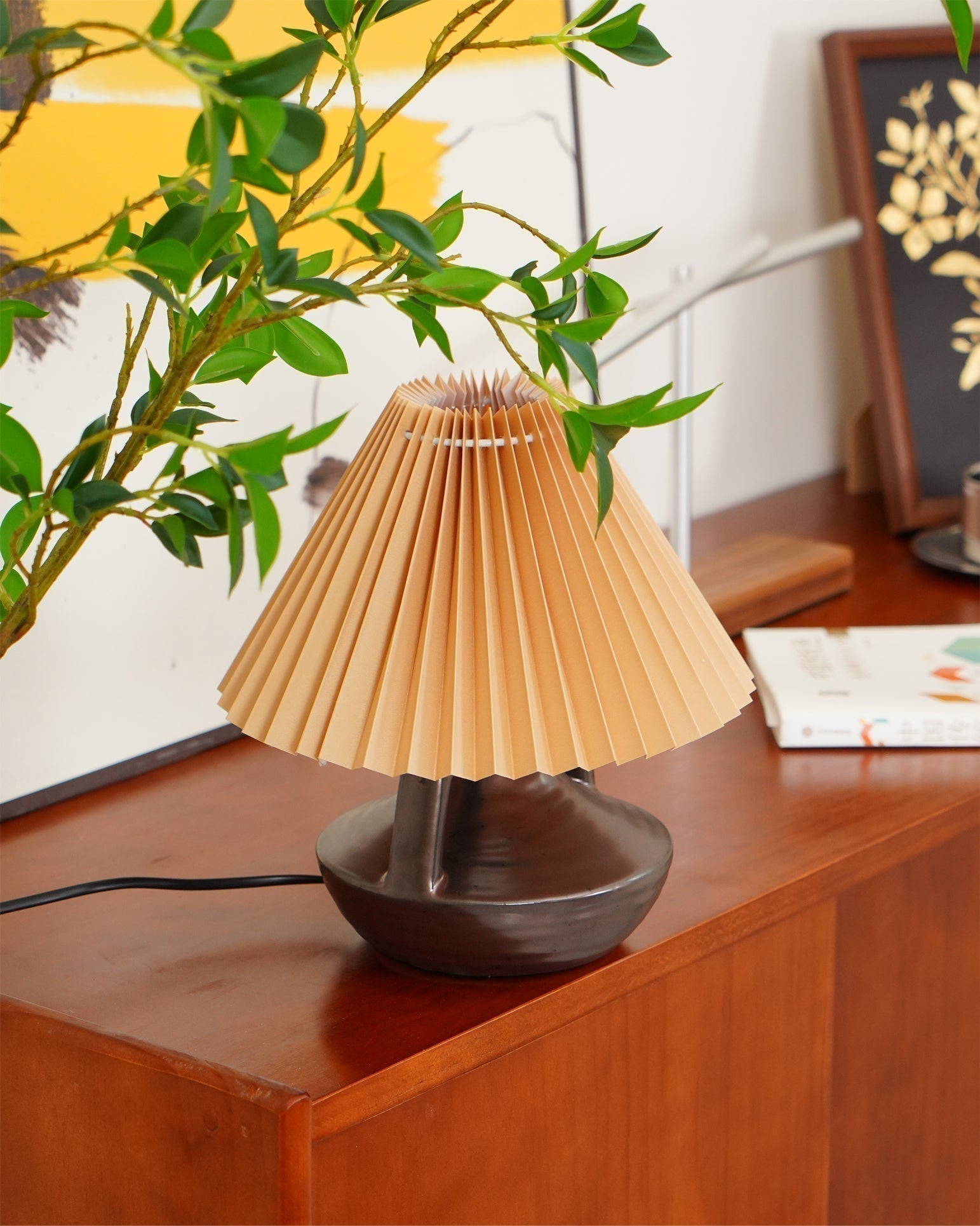 LumaNora Table Lamp — Pleated Shade, Warm Glow