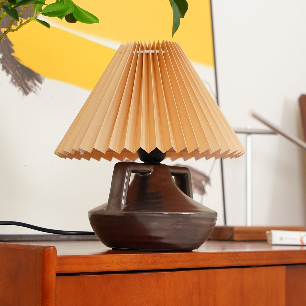 LumaNora Table Lamp — Pleated Shade, Warm Glow