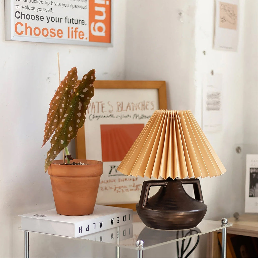 LumaNora Table Lamp — Pleated Shade, Warm Glow