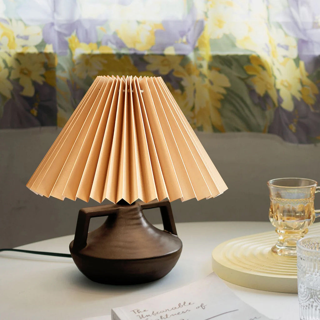 LumaNora Table Lamp — Pleated Shade, Warm Glow