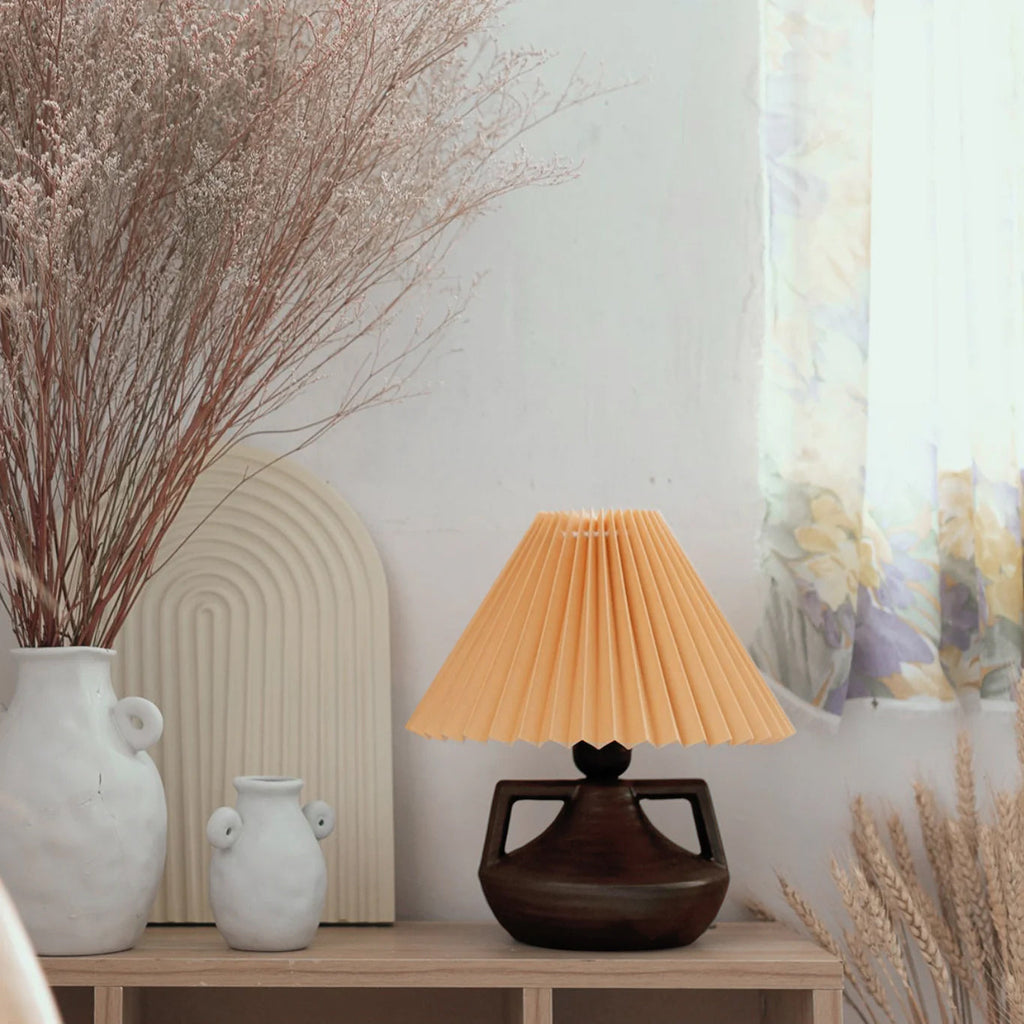 LumaNora Table Lamp — Pleated Shade, Warm Glow
