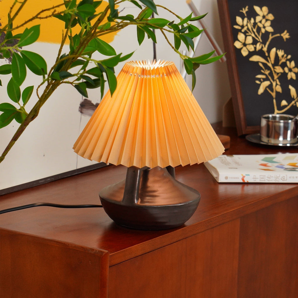 LumaNora Table Lamp — Pleated Shade, Warm Glow