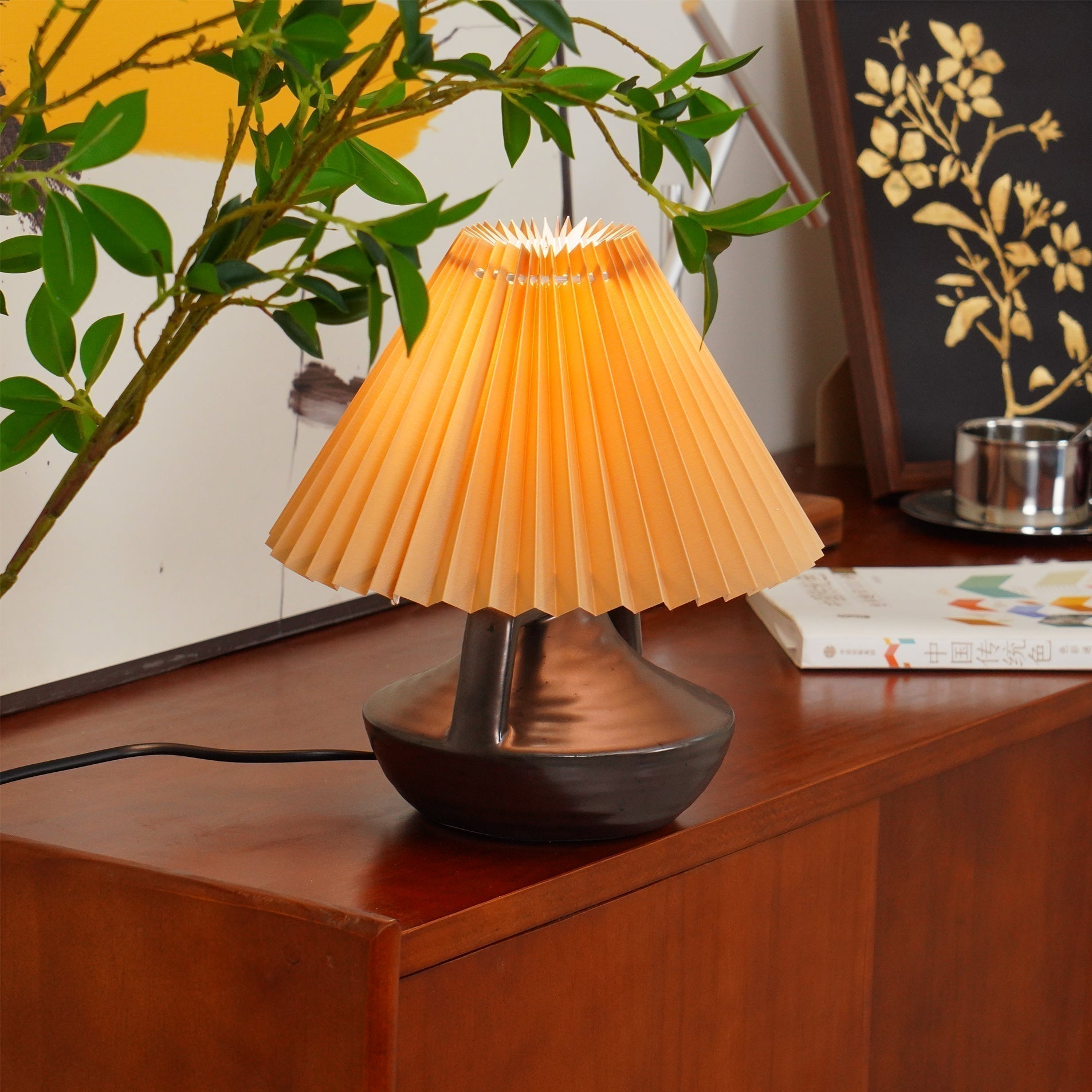 LumaNora Table Lamp — Pleated Shade, Warm Glow