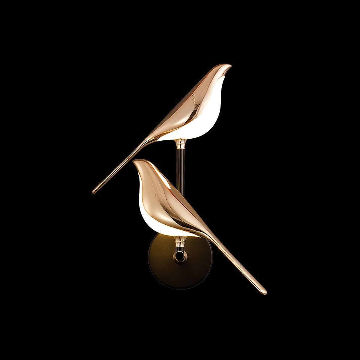 Magnetic Bird Wall Lamp – Adjustable, Black/Rose Gold