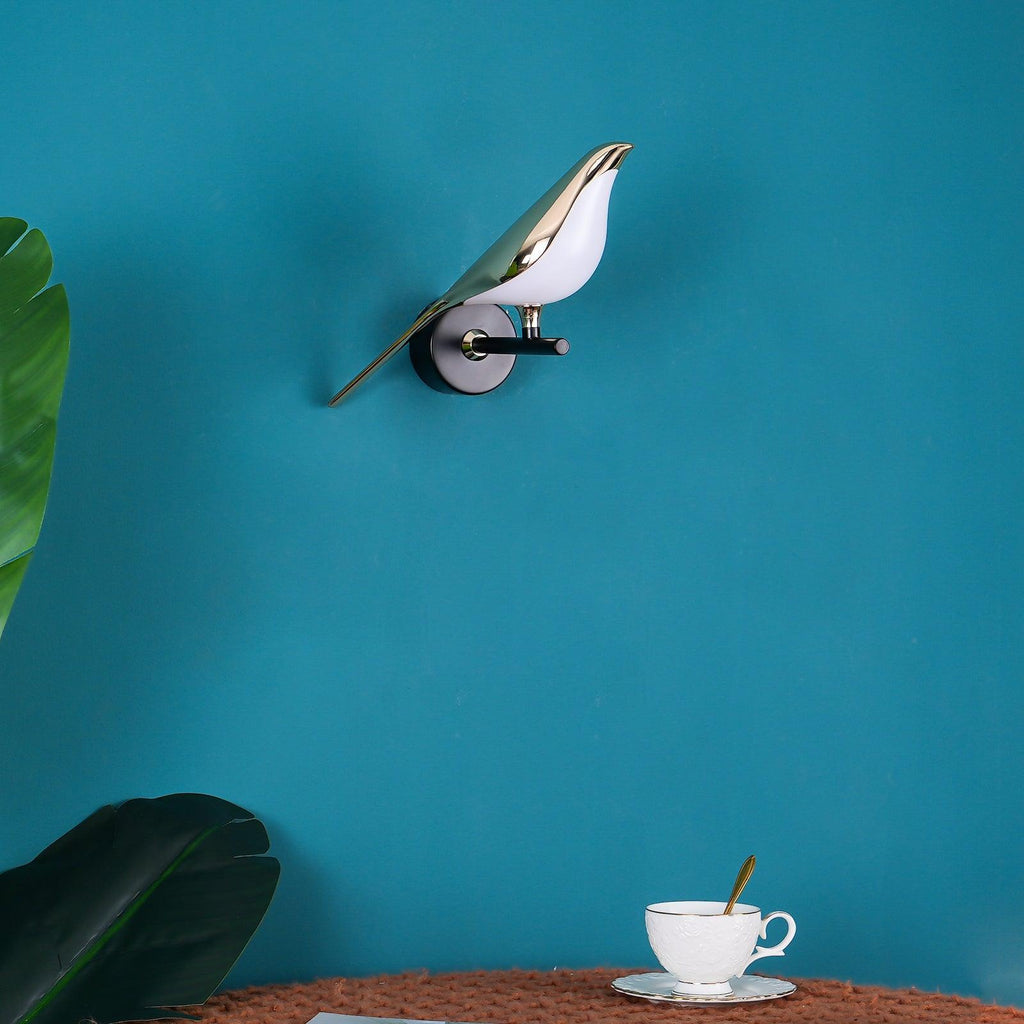 Magnetic Bird Wall Lamp – Adjustable, Black/Rose Gold