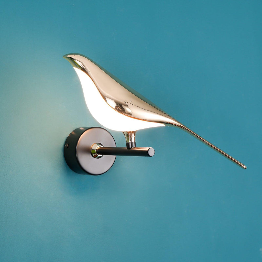 Magnetic Bird Wall Lamp – Adjustable, Black/Rose Gold