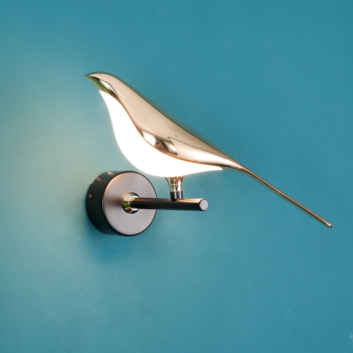 Magnetic Bird Wall Lamp – Adjustable, Black/Rose Gold