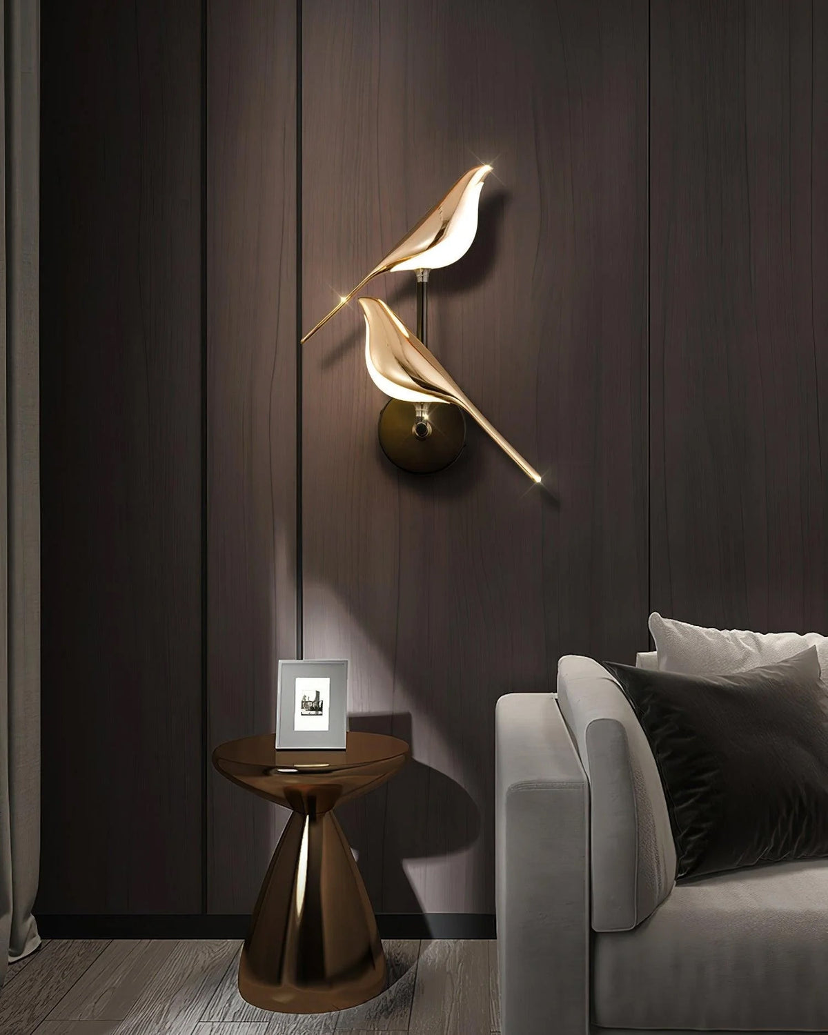 Magnetic Bird Wall Lamp – Adjustable, Black/Rose Gold