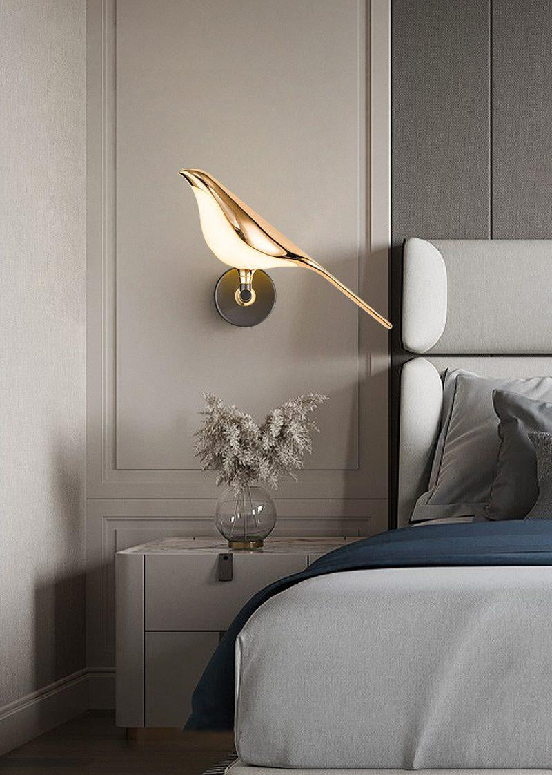 Magnetic Bird Wall Lamp – Adjustable, Black/Rose Gold