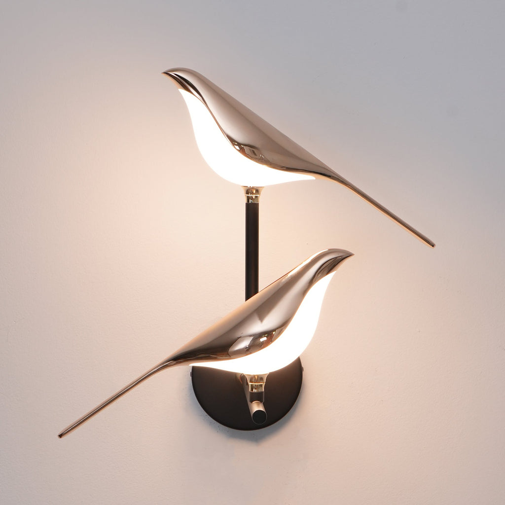Magnetic Bird Wall Lamp – Adjustable, Black/Rose Gold