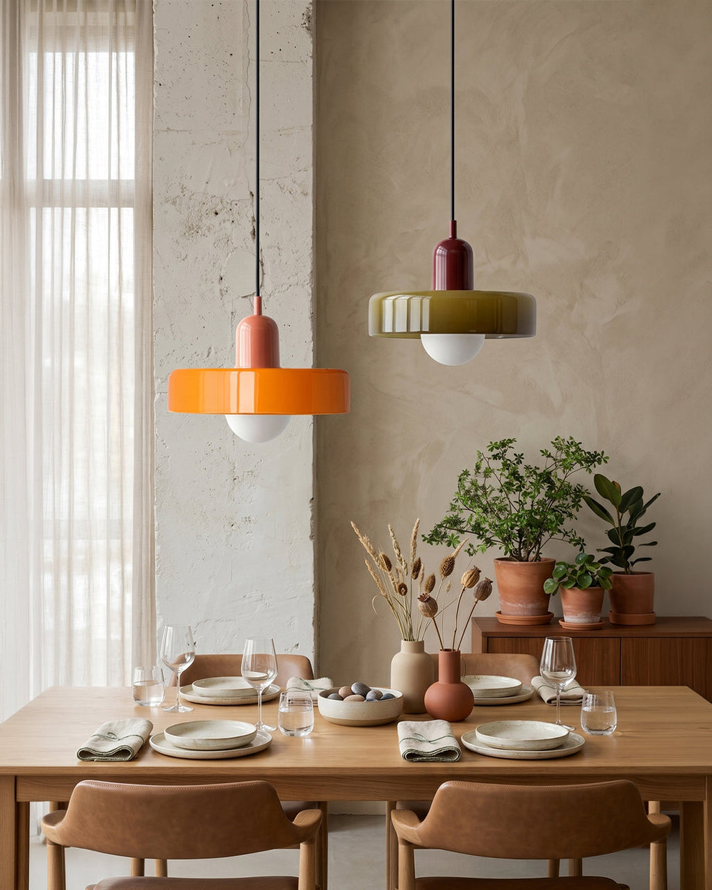 Skandinavisk pendellampa i glas, frostad skärm på 19–35 cm
