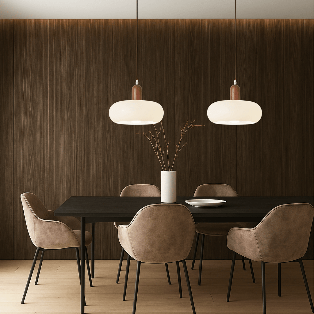 12-Inch Diameter Scandinavian Round Glass Pendant Lamp — Ceiling Suspension
