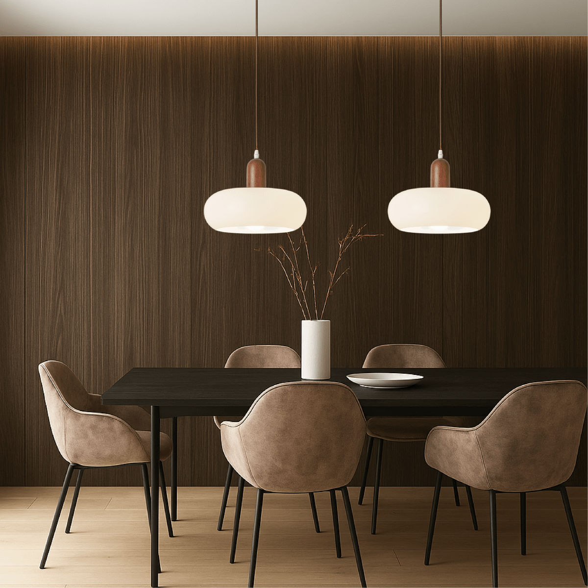 12-Inch Diameter Scandinavian Round Glass Pendant Lamp — Ceiling Suspension