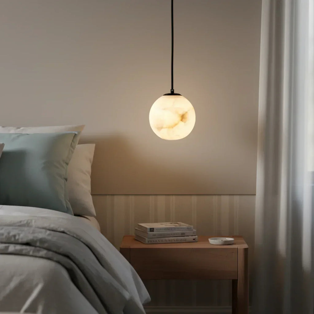 Nordic Style Spherical Alabaster Pendant Light | wildoxy