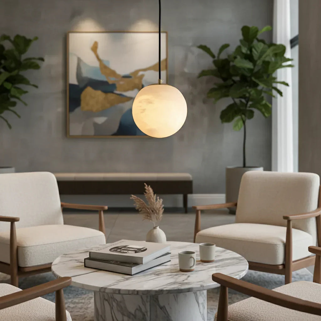 Nordic Style Spherical Alabaster Pendant Light | wildoxy