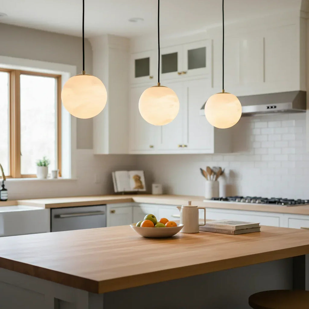 Nordic Style Spherical Alabaster Pendant Light | wildoxy