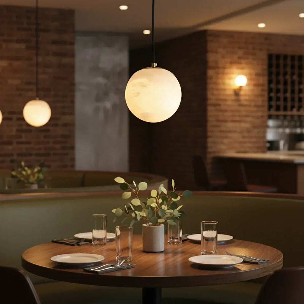 Nordic Style Spherical Alabaster Pendant Light | wildoxy