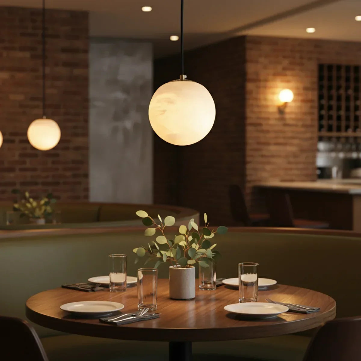 Nordic Style Spherical Alabaster Pendant Light | wildoxy