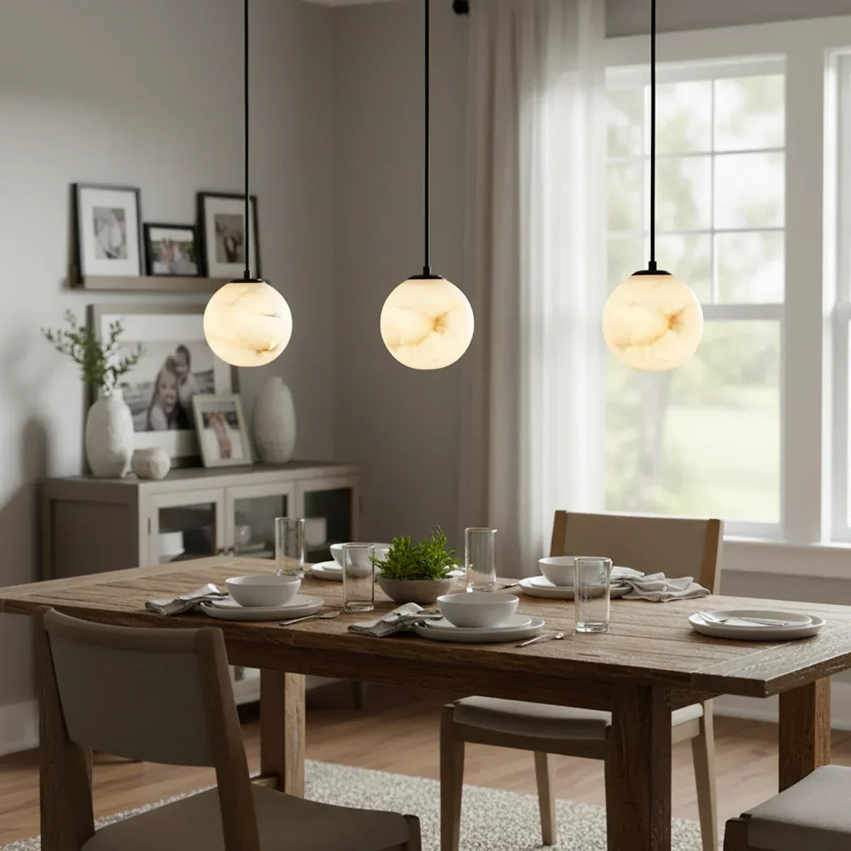 Nordic Style Spherical Alabaster Pendant Light | wildoxy