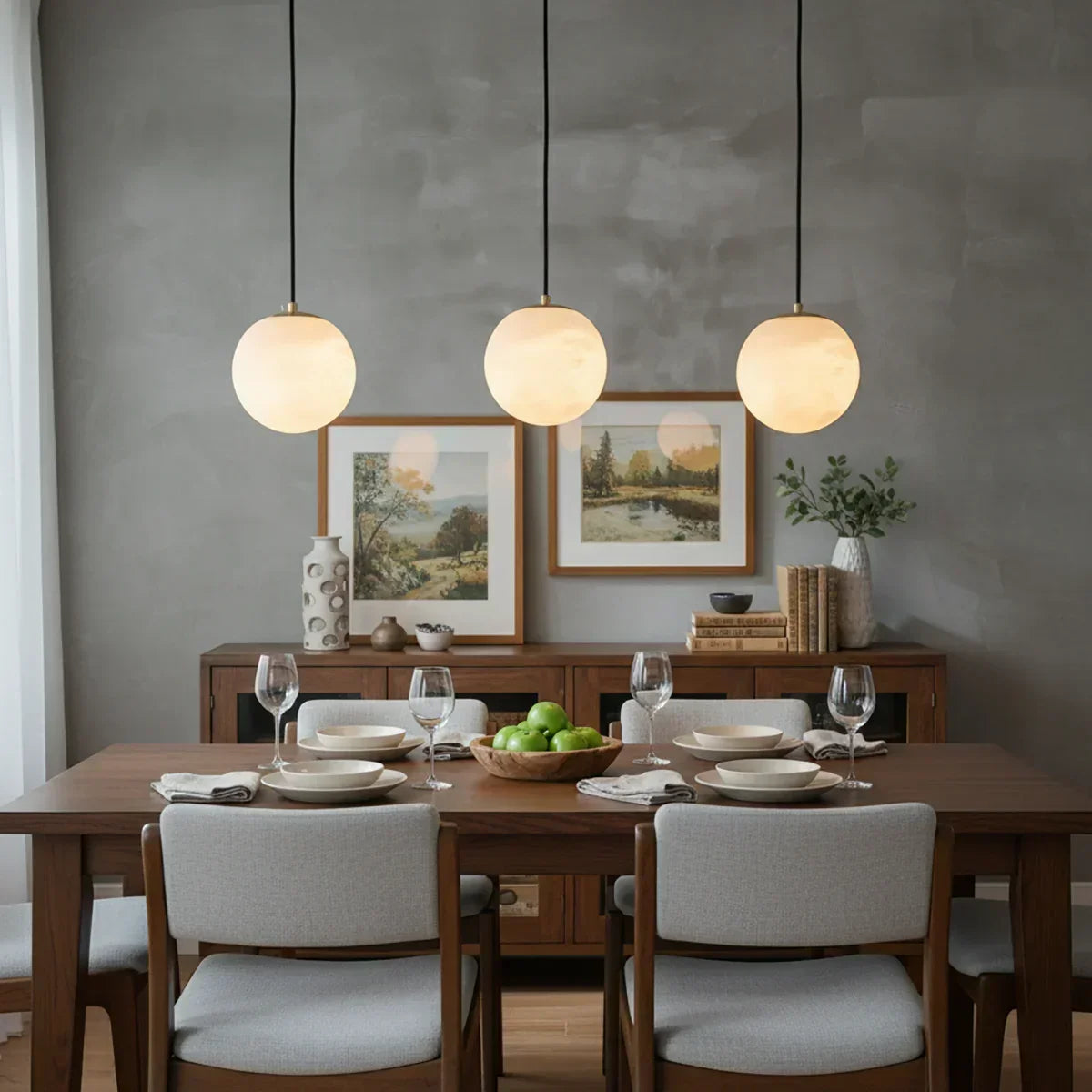 Nordic Style Spherical Alabaster Pendant Light | wildoxy