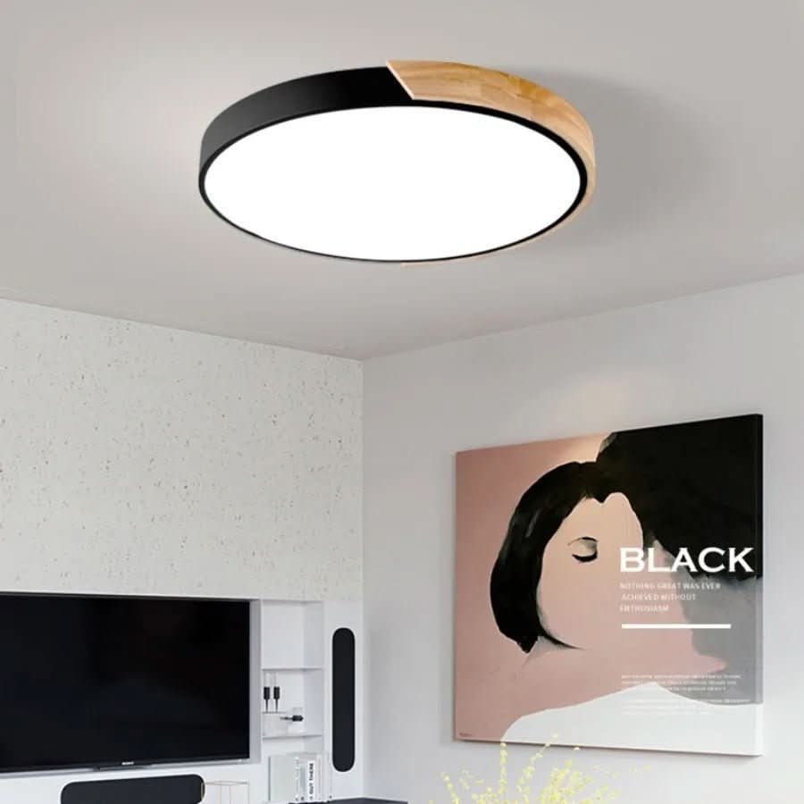 LumenNest Nordic Wooden LED Ceiling Luminaire — Gingerbread Silhouette Design
