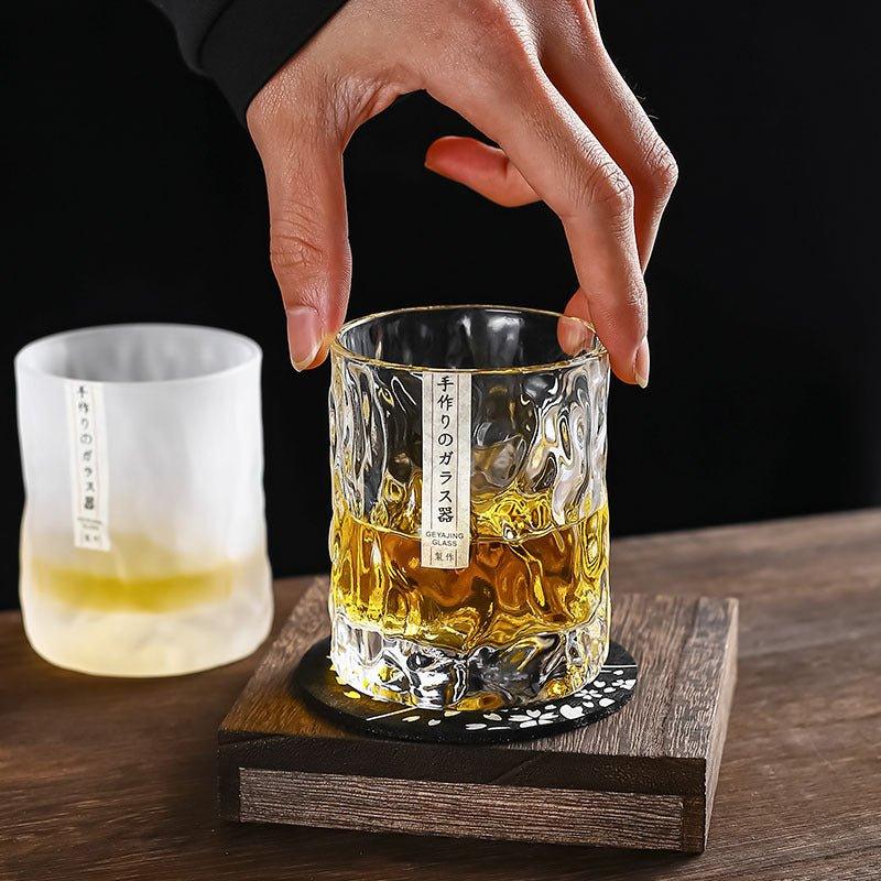 Przezroczysta geometryczna szklanka do whisky 300ml + pudełko prezentowe i podkładka